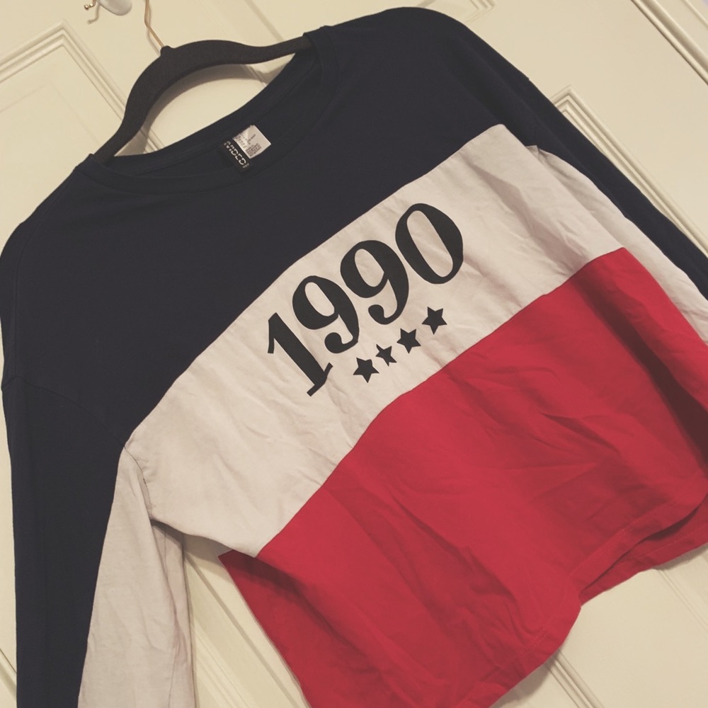 H&M red white & blue cute long sleeve soft shirt